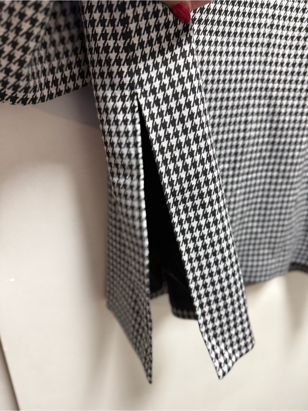 Nine West Black & White Houndstooth Open-Front Blazer Coat - Picture 4 of 7